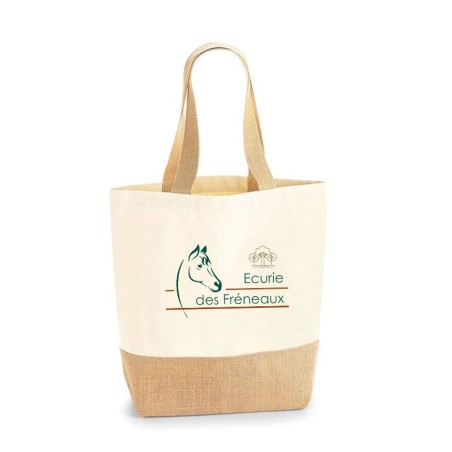 Tote bag en coton et toile de jute – Ecurie des Freneaux